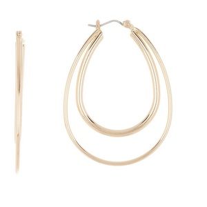 Halogen Double Teardrop Open 49mm Hoop Earrings
